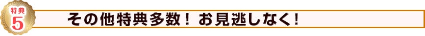 その他特典多数！お見逃しなく！