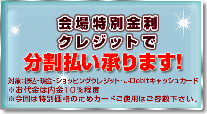 会場特別クレジット分割払い可能