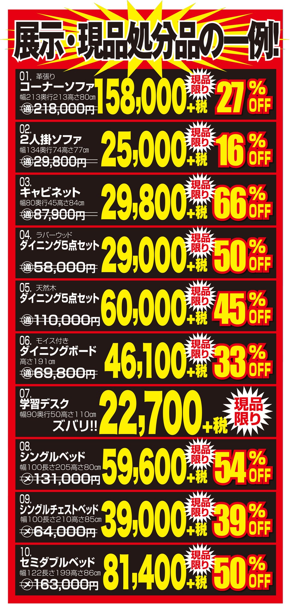 展示現品処分の一例