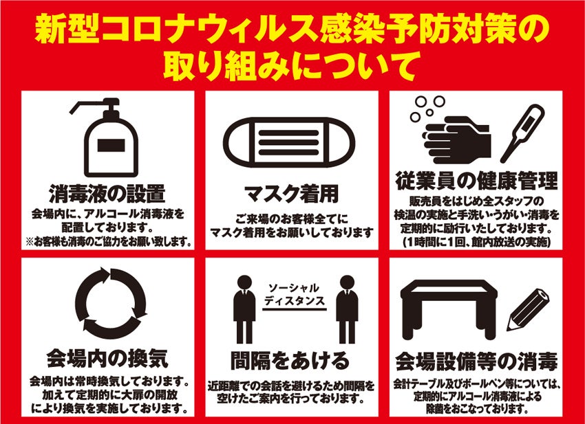 コロナウィルス感染予防対策