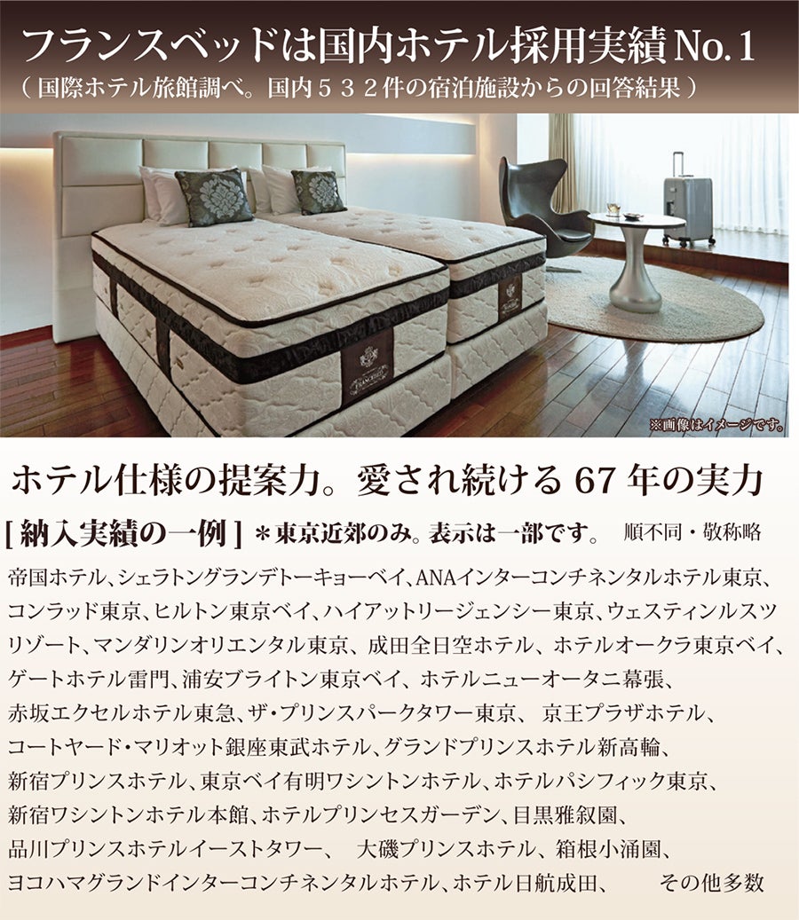 フランスベッドは国内ホテル採用実績No.1