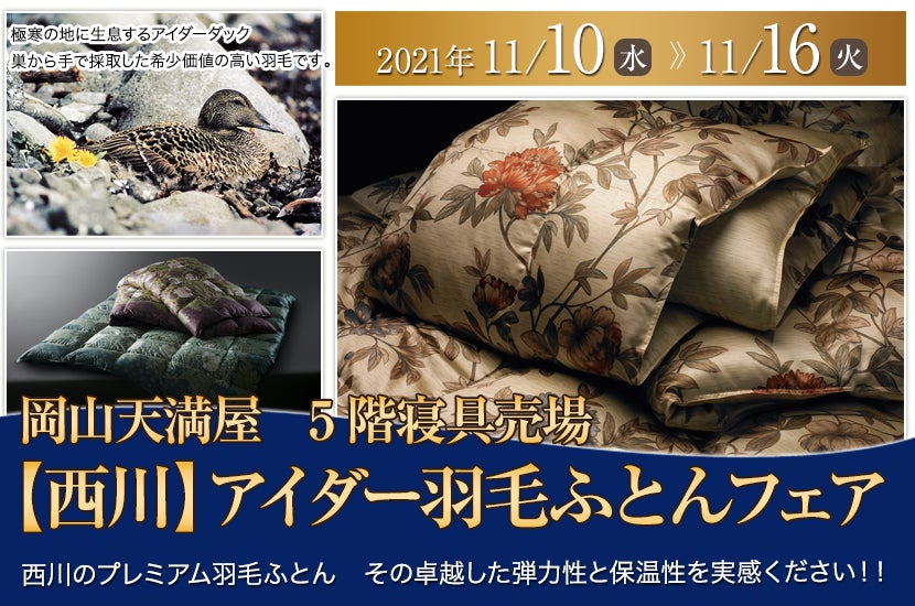 【西川】アイダー羽毛ふとんフェア