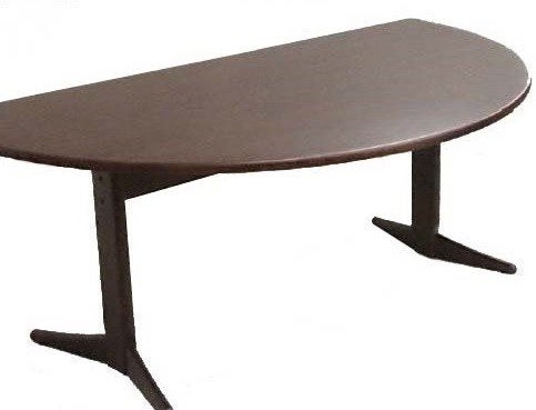 ラバーウッド材の半円テーブル