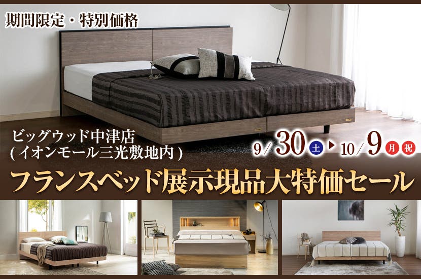 フランスベッド展示現品大特価セール   in ビッグウッド中津店内