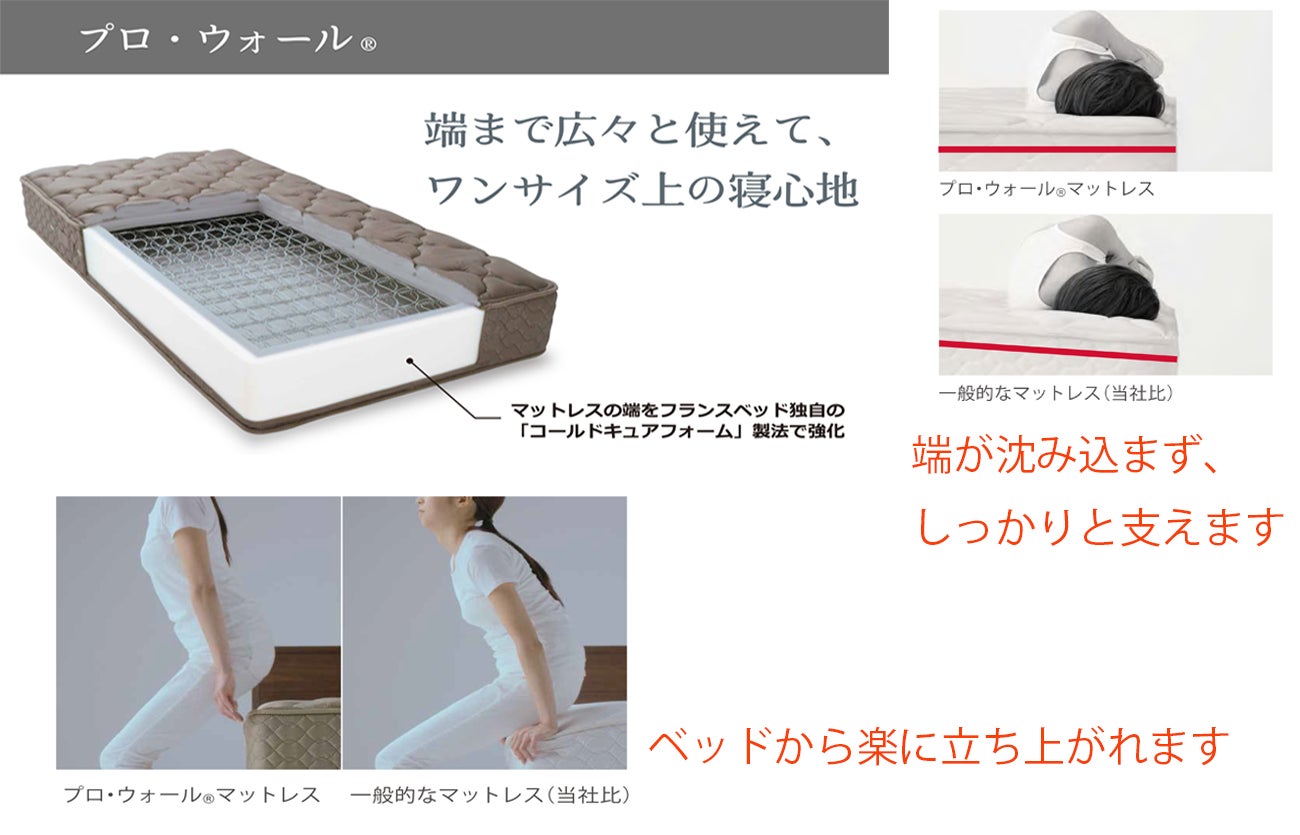 端まで広々使えて、ワンサイズ上の寝心地