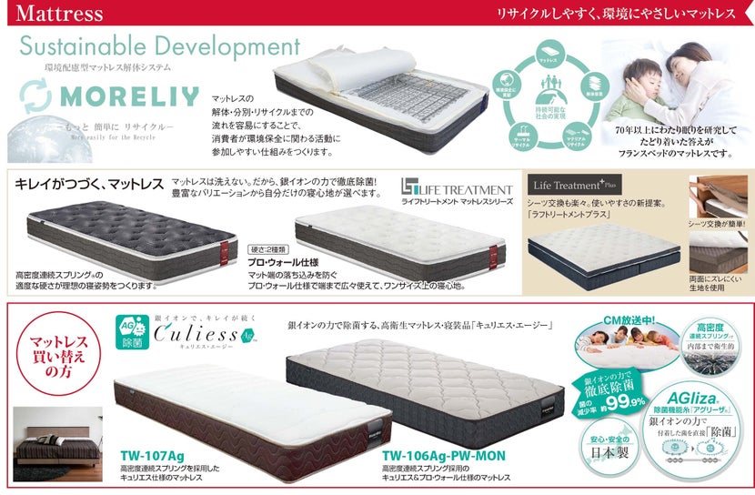リサイクルしやすく、環境にやさしいマットレス