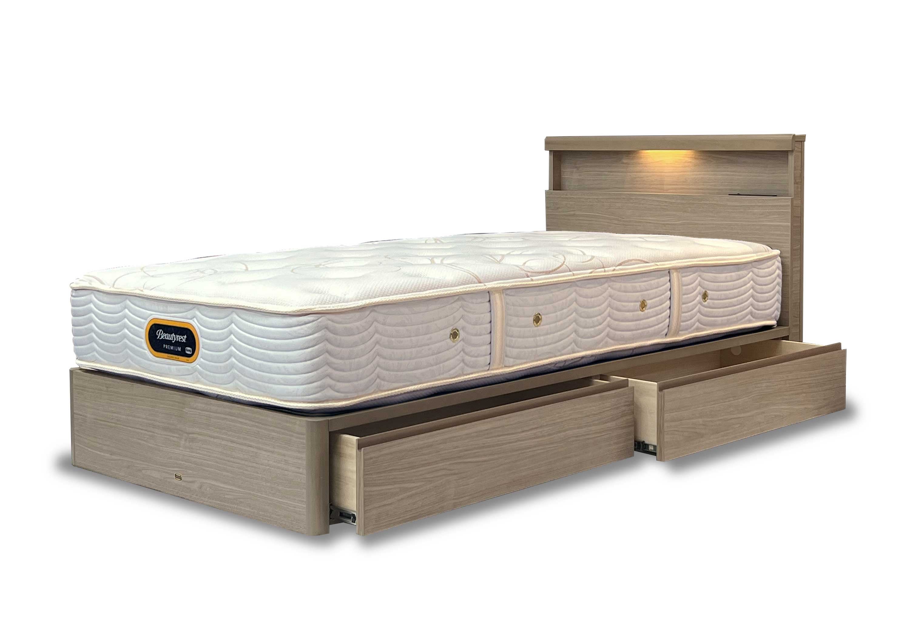 シングル引出し付きベッド　6.5インチポケットコイルマットレス付き　W98×L204×HB85㎝
税込231,000円