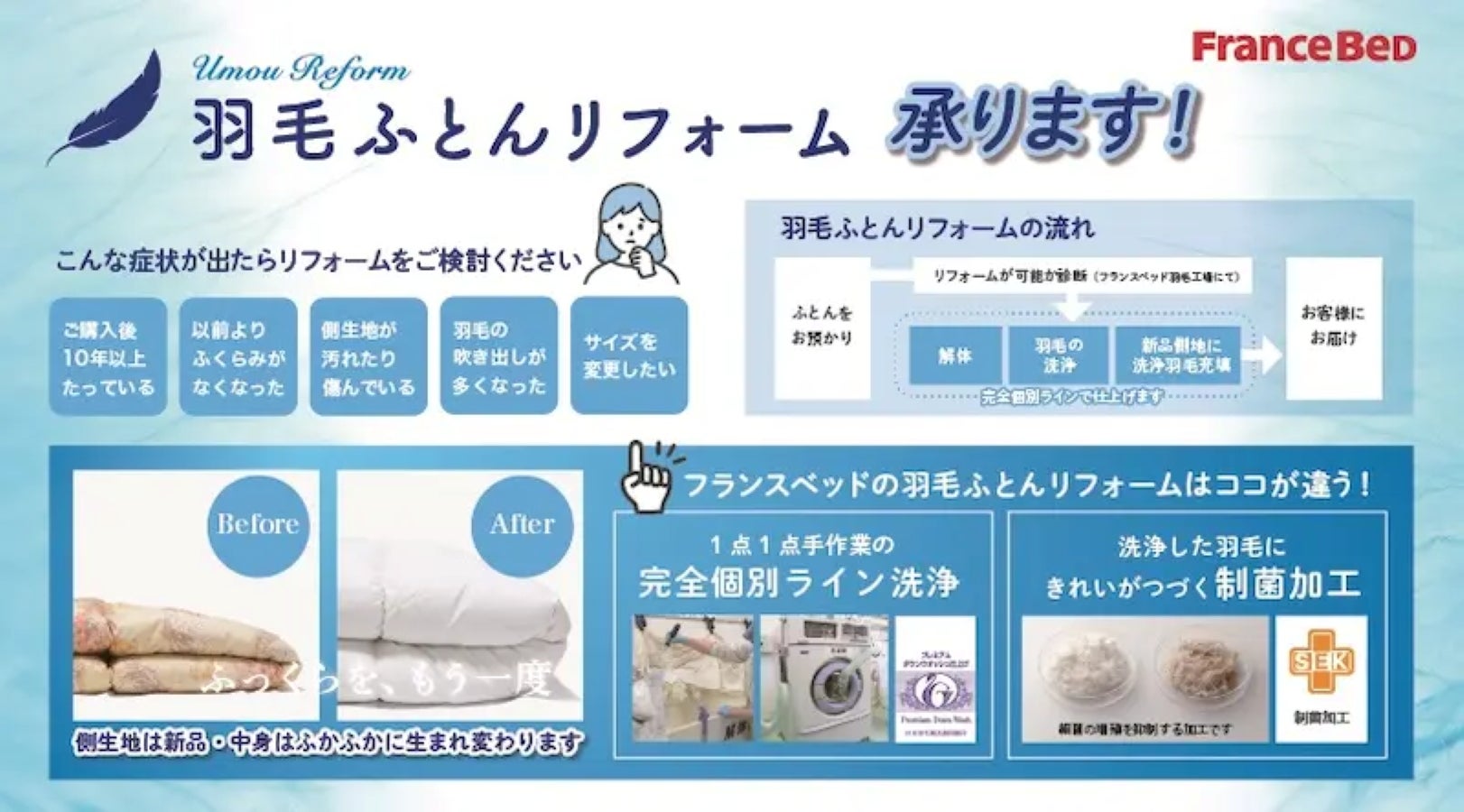 羽毛ふとんリフォーム承ります！