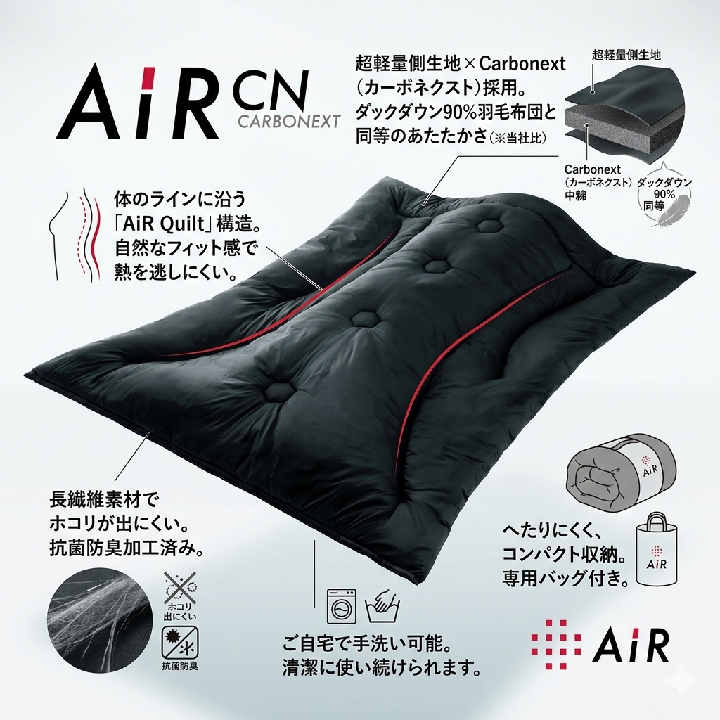 羽毛を超える、軽さと機能性。AiRコンフォーター