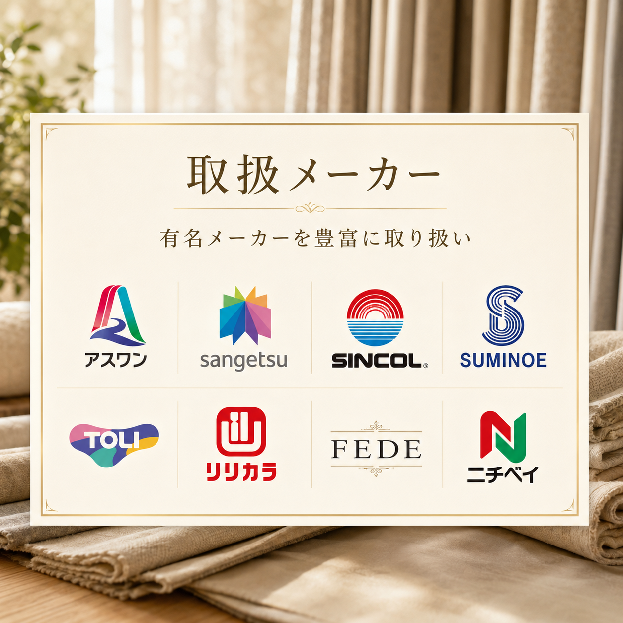 有名メーカーを豊富に取り扱い