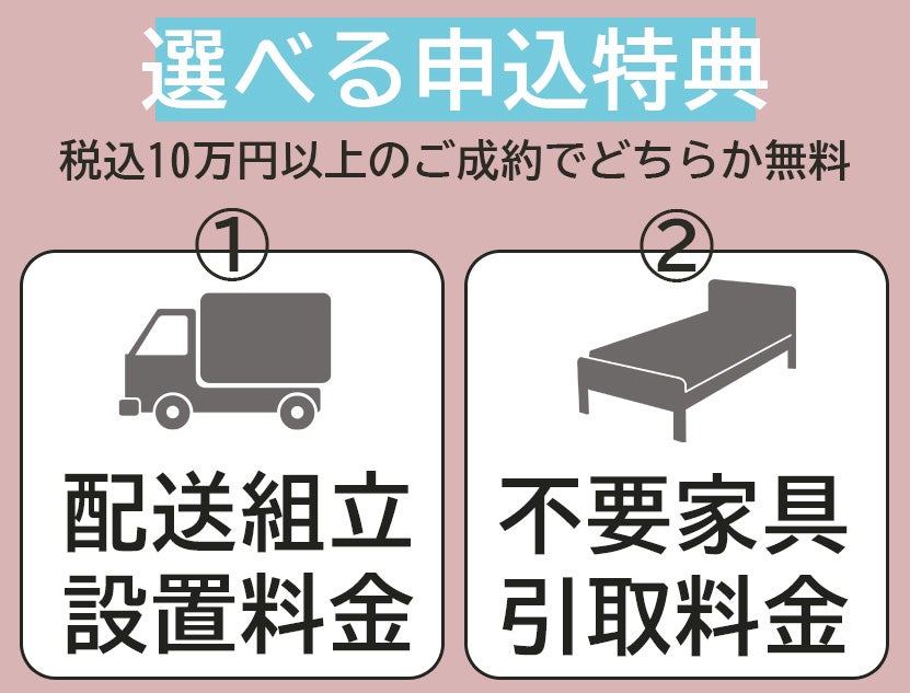 選べる特典
配送料金もしくは引取料金無料