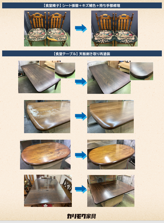 現在ご使用のカリモク家具の修理も承ります！！