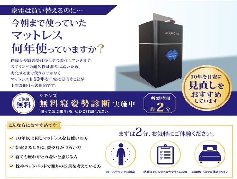 マットレスのお取替えは10年が目安です。マットレス単品からご購入いただけます。