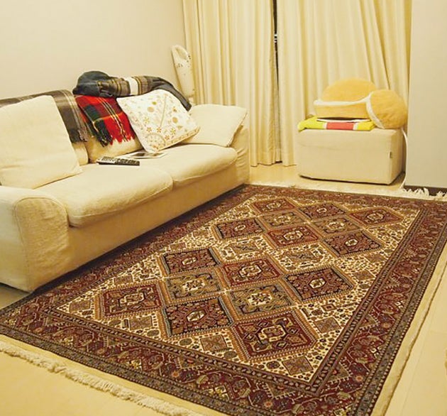 ペルシャ　ギャッベ ソファ前　120×83 茜色　生命の木　花 ペルシャ ギャッベ ソファ前 120×83 茜色 生命の木 花 玄関マット